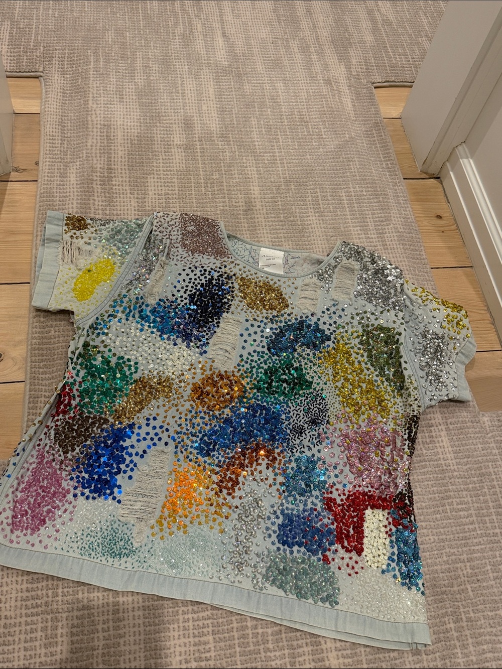 Ashish oversized Multicolor Sequin Short-Sleeve denim Tee